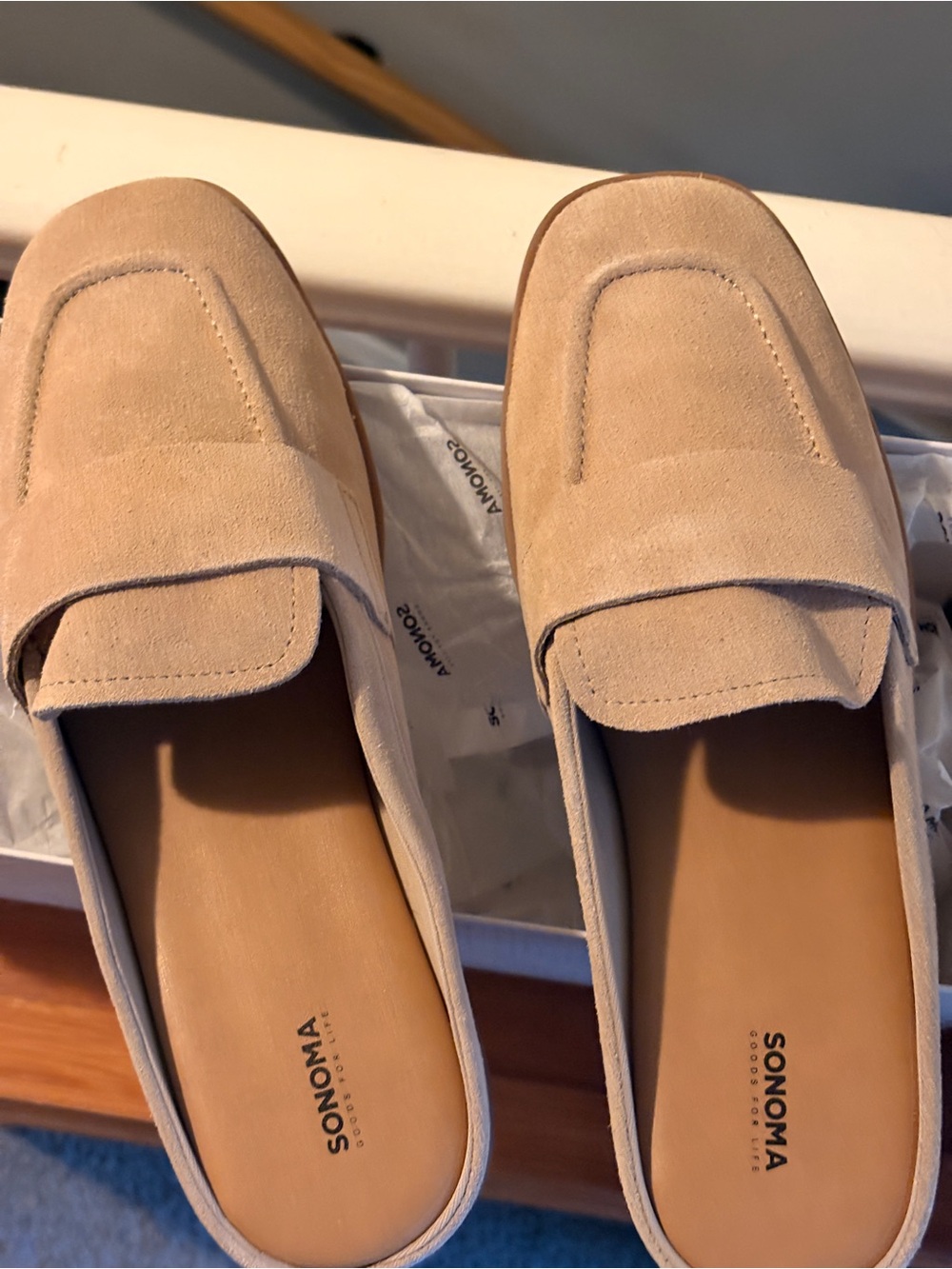 Sonoma Light Beige Suede Backless Loafers